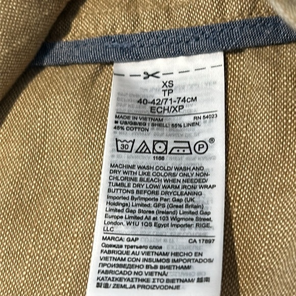 GAP Linen Blend Tan 2 Button Classic 
Lightweight Blazer Women Size XS - Picture 11 of 15